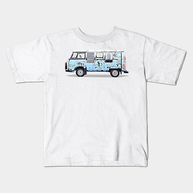 Graffiti Vintage Van Cartoon Kids T-Shirt by Auto-Prints